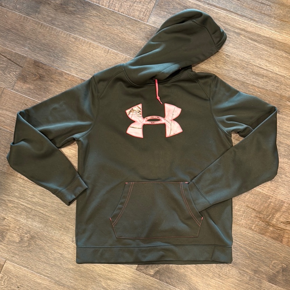 Under Armour Green Hoodie with Pink Logo